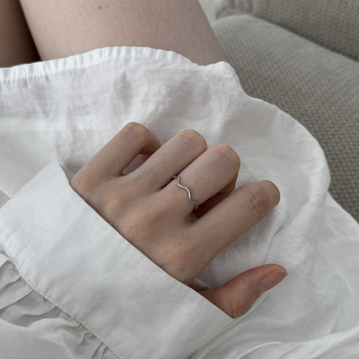 Silver Minimalist Ripple Ring