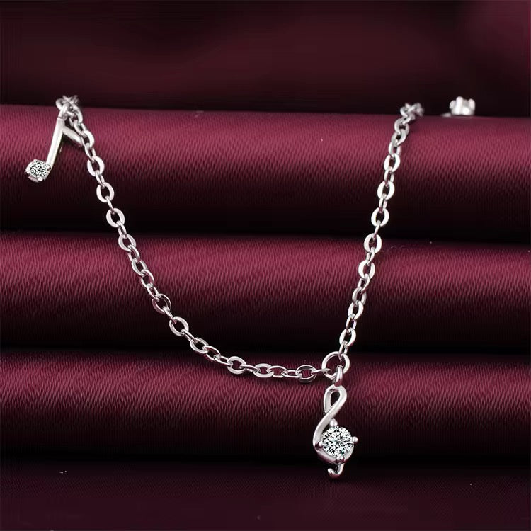Silver Sweet Melody Music Note Anklet