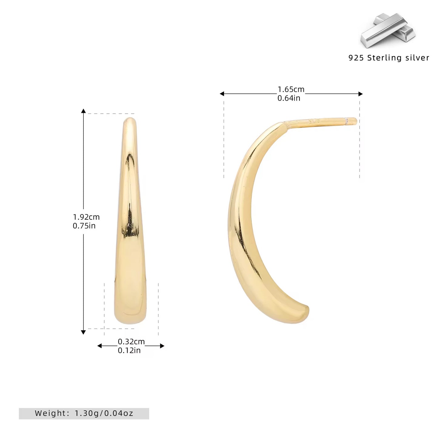 Silver Sculpted Liquid C-Hoops