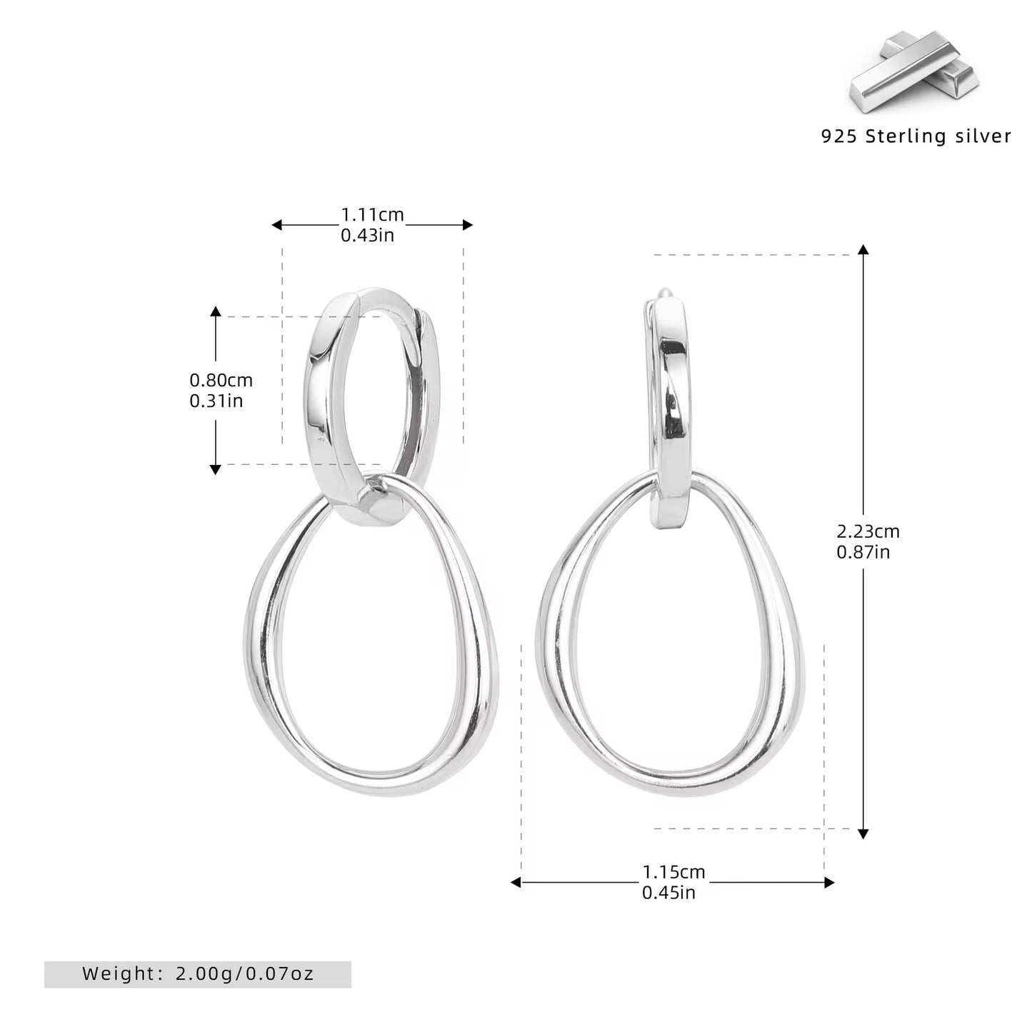 Silver Interlocking Organic Drop Hoops