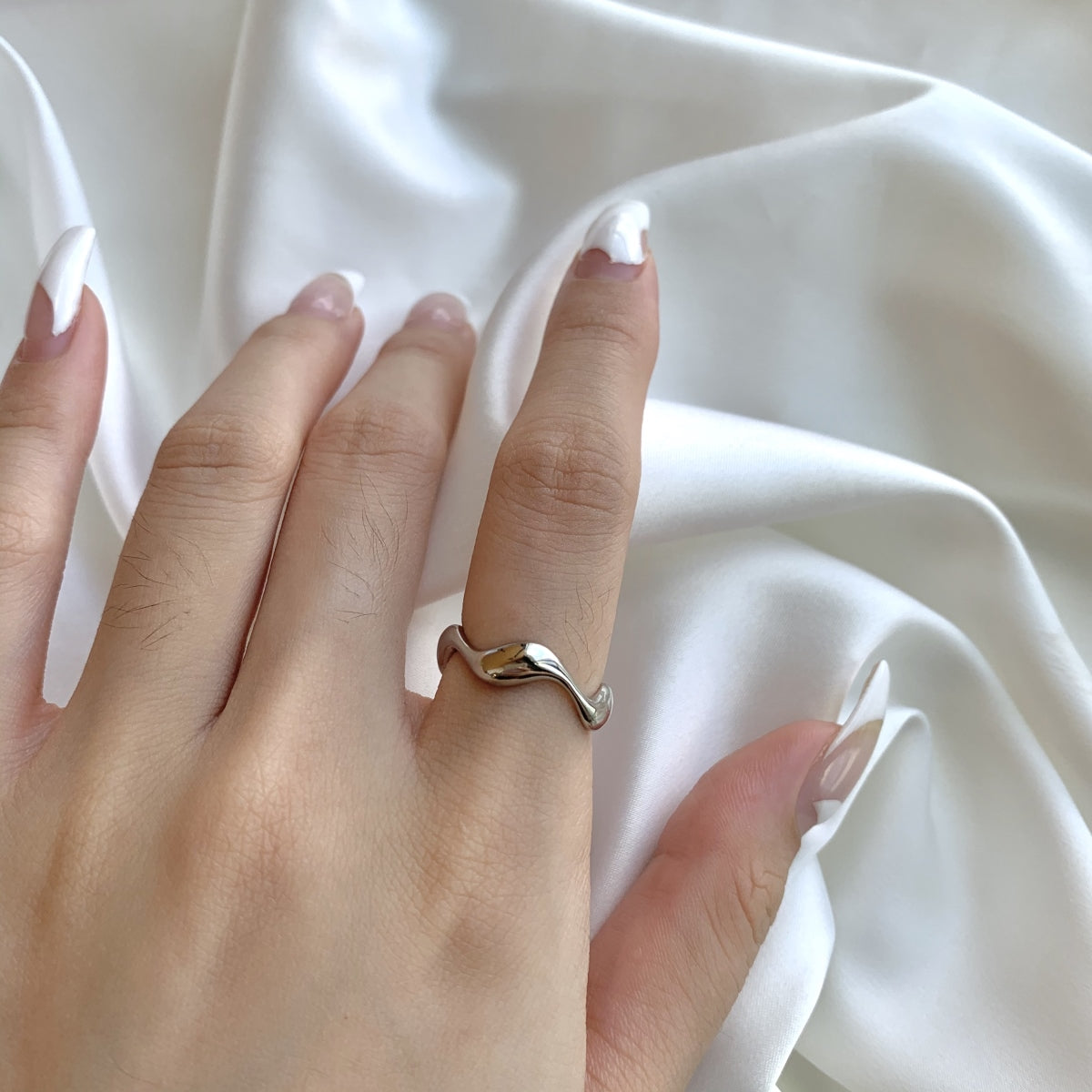 Silver Molten Wave Ring