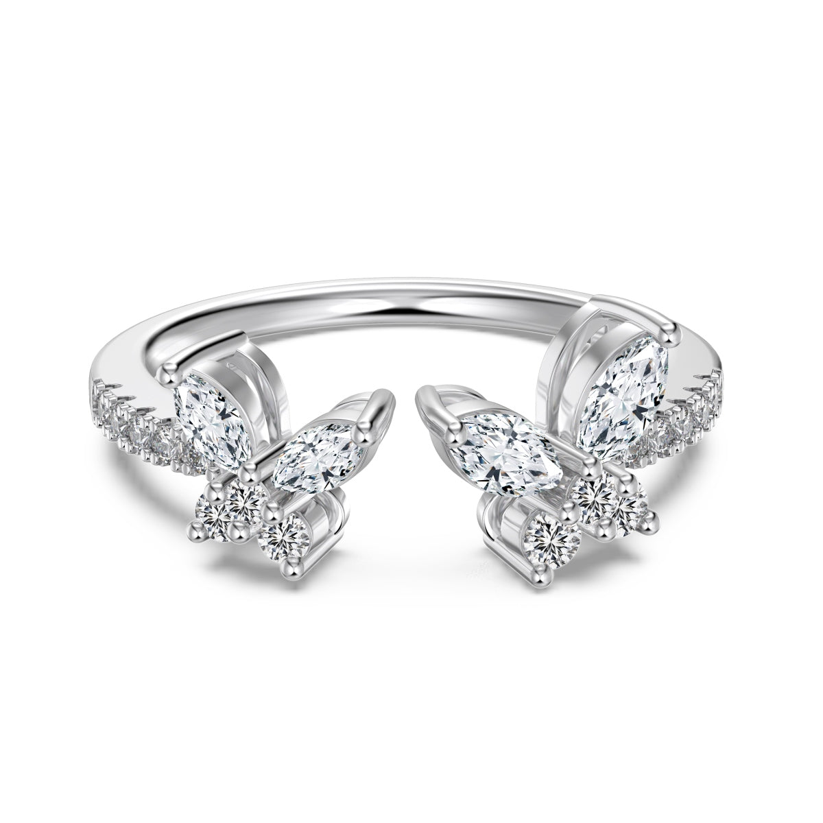 Silver Twin Butterfly Open Ring