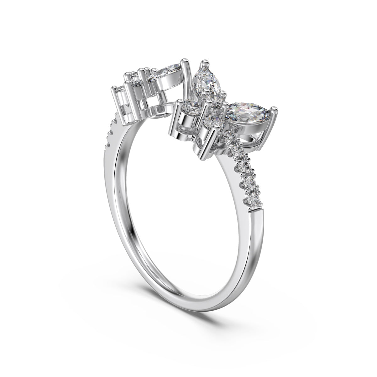 Silver Twin Butterfly Open Ring
