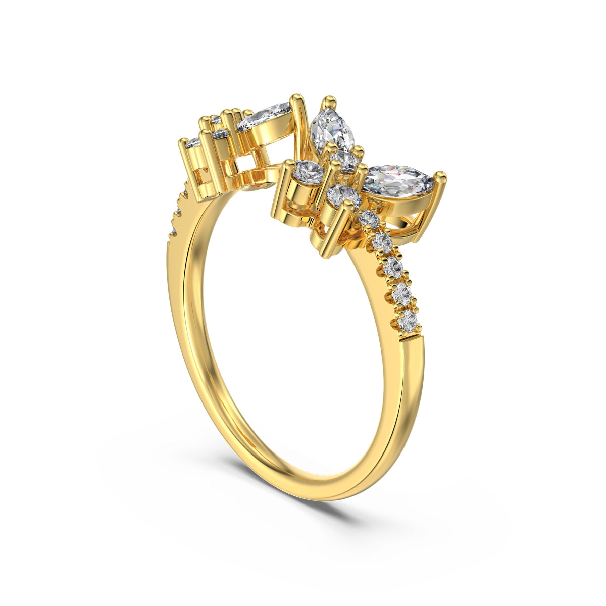 Silver Twin Butterfly Open Ring
