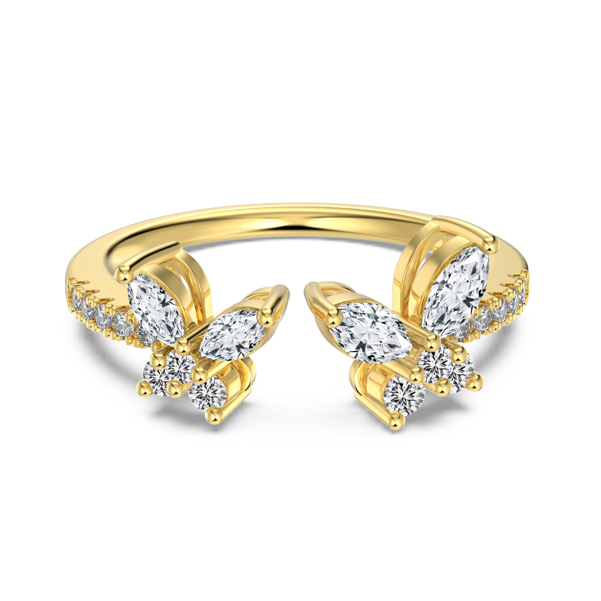 Silver Twin Butterfly Open Ring