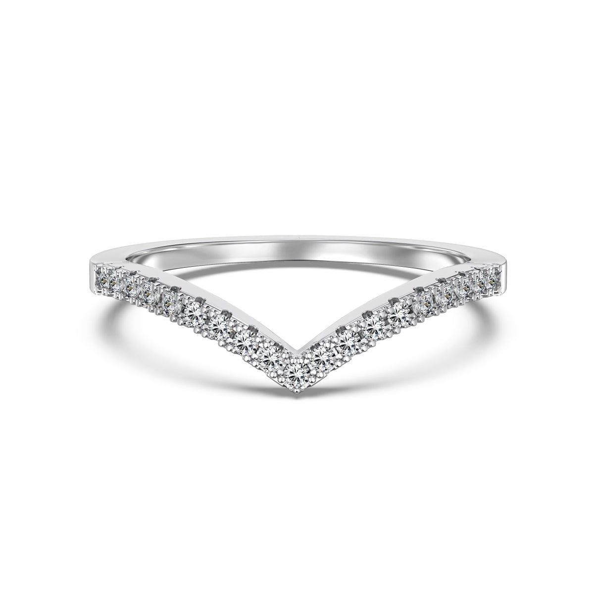 Silver Crystal Wishbone Ring