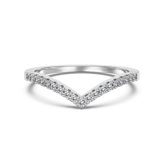 Silver Crystal Wishbone Ring