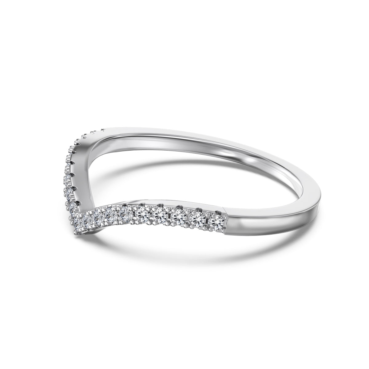 Silver Crystal Wishbone Ring
