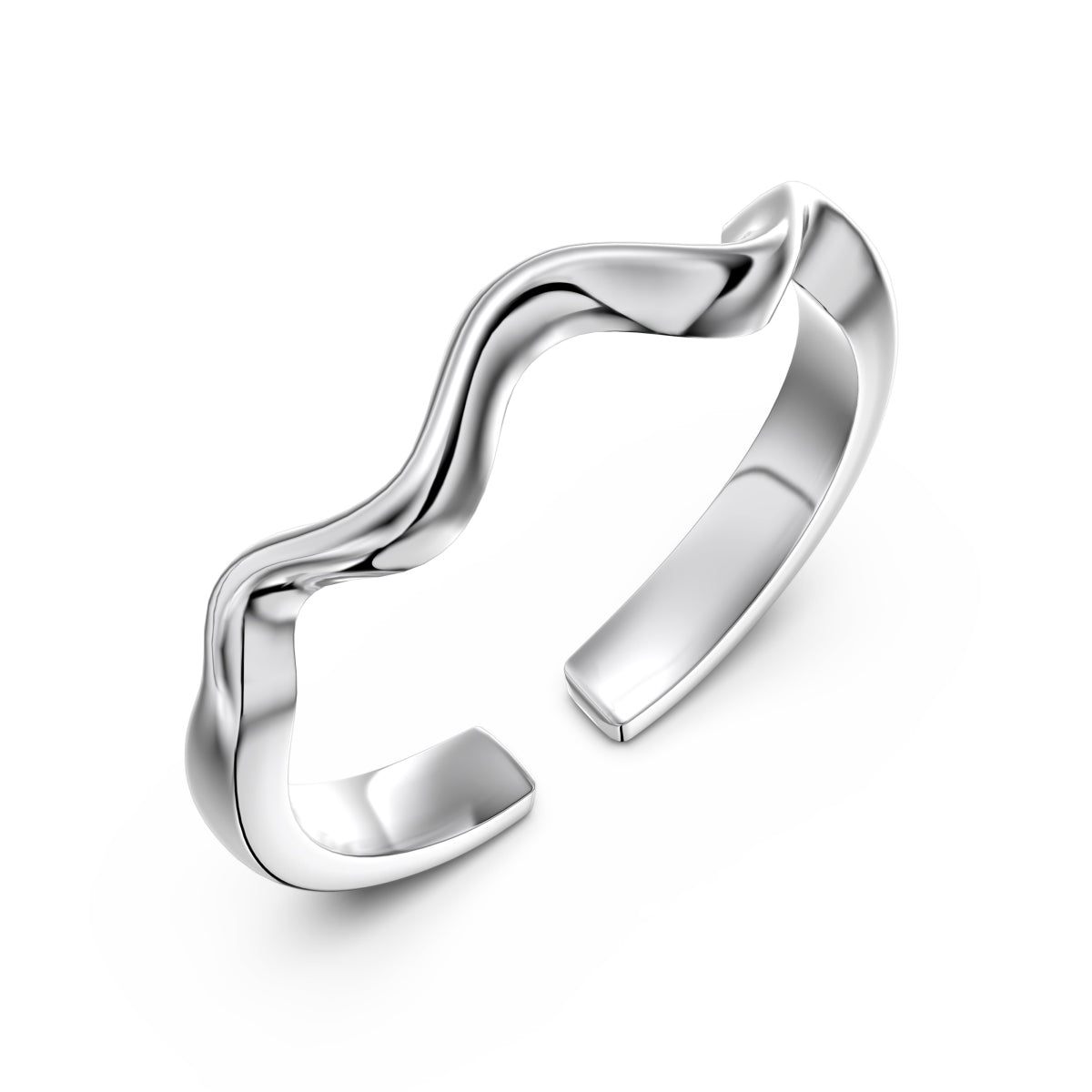Silver Minimalist Ripple Ring
