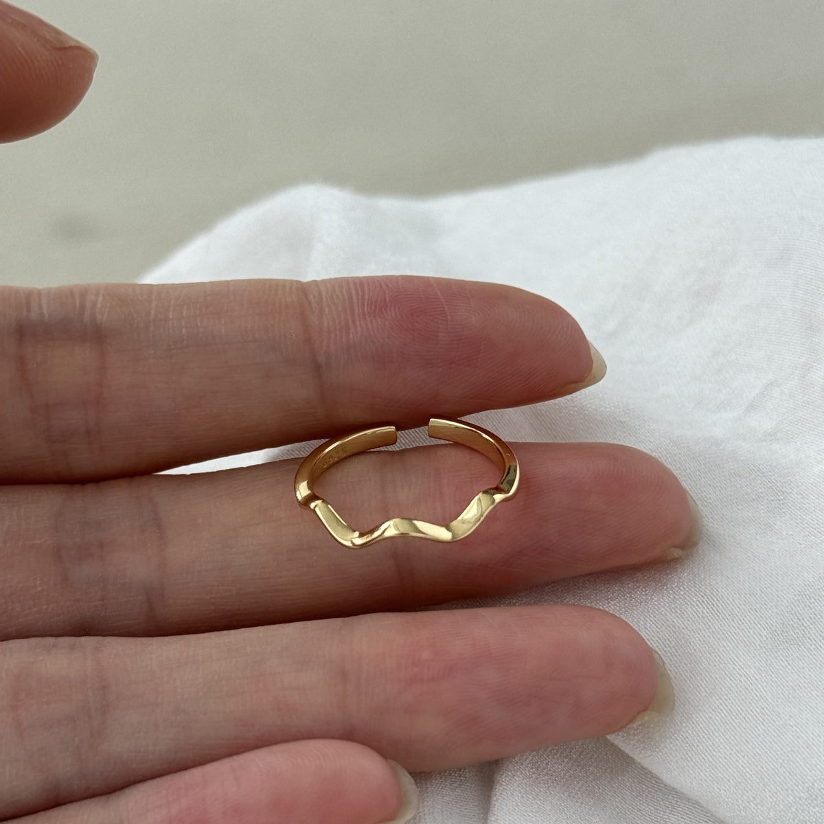 Silver Minimalist Ripple Ring