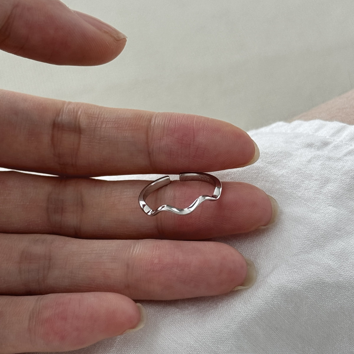 Silver Minimalist Ripple Ring