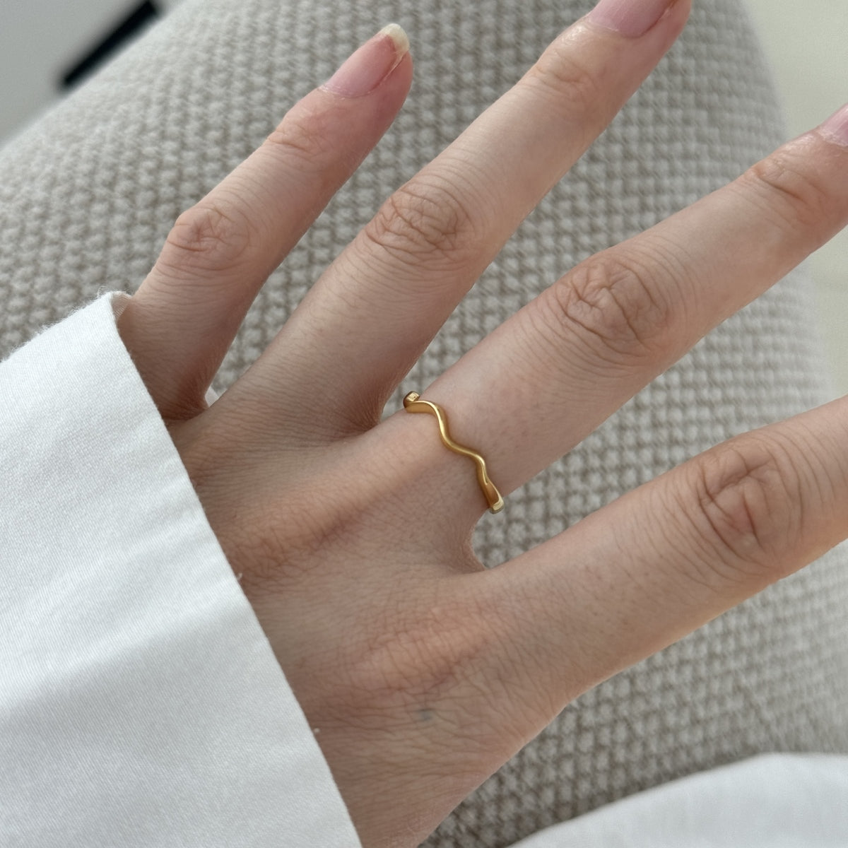 Silver Minimalist Ripple Ring