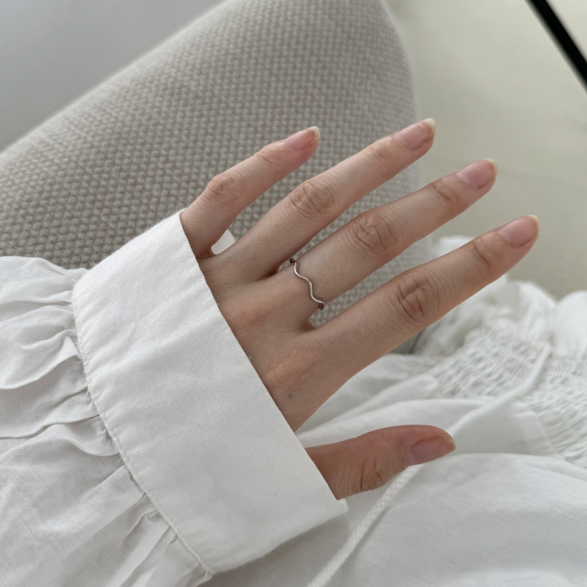 Silver Minimalist Ripple Ring