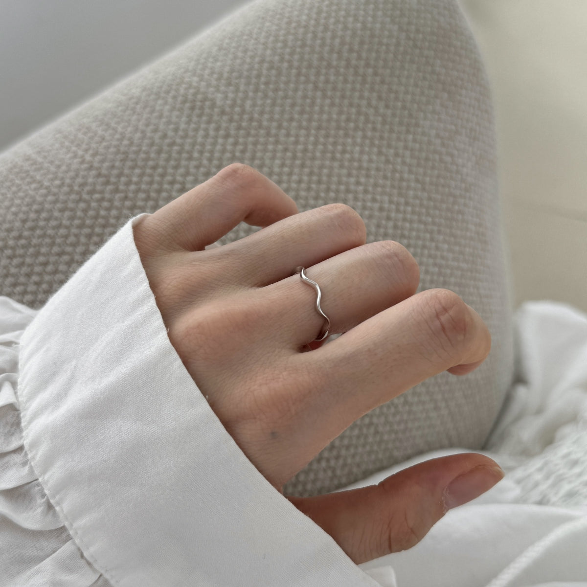 Silver Minimalist Ripple Ring