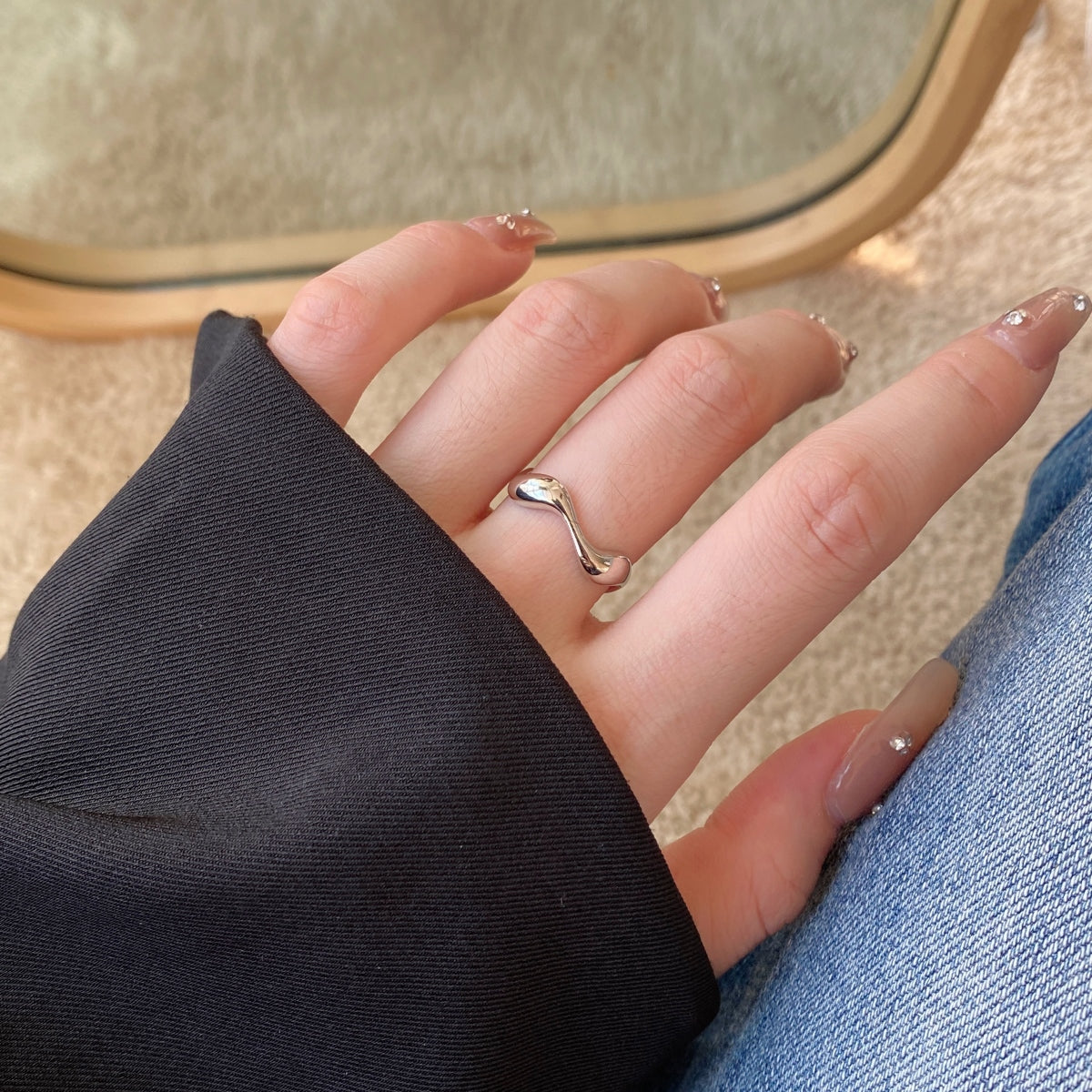 Silver Molten Wave Ring