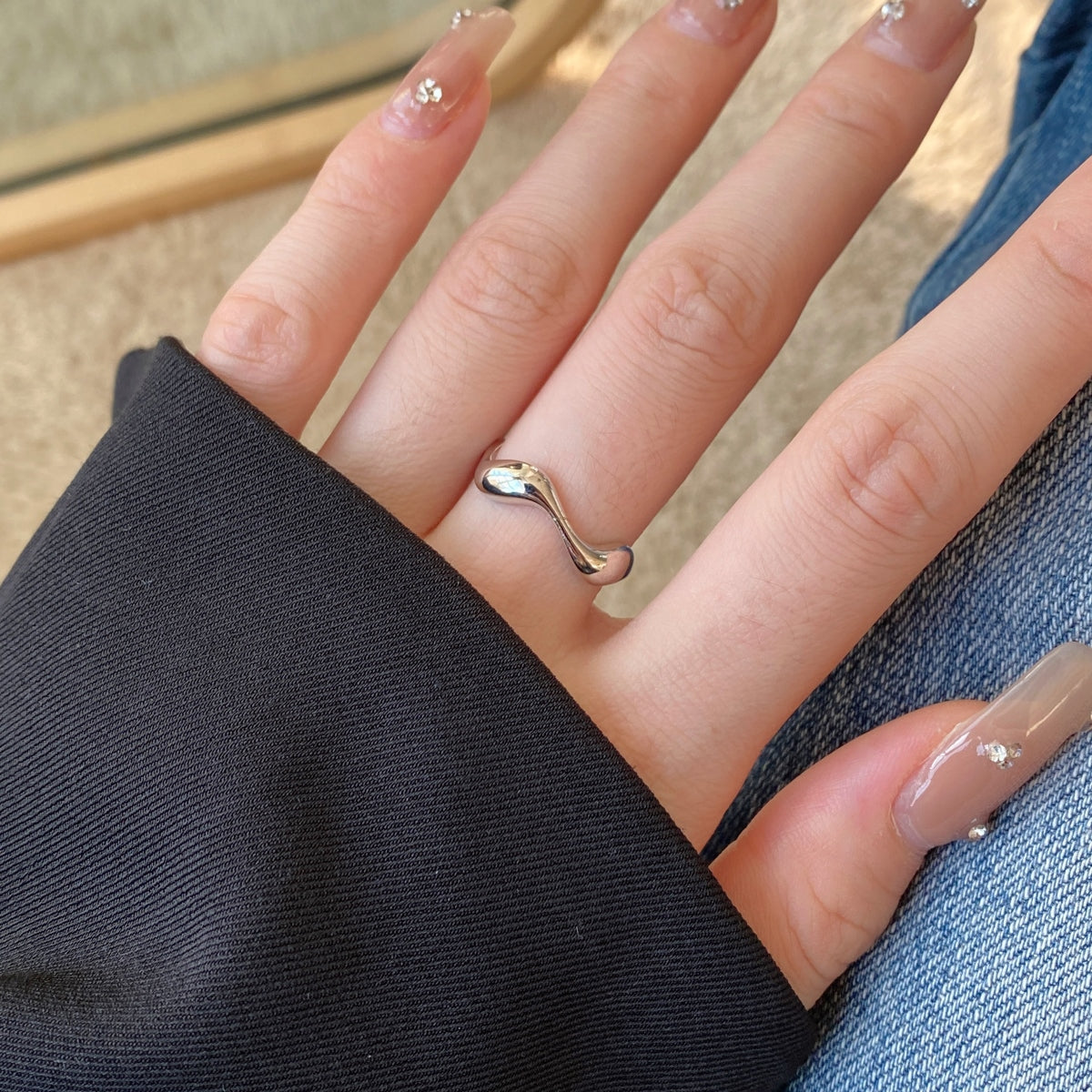 Silver Molten Wave Ring