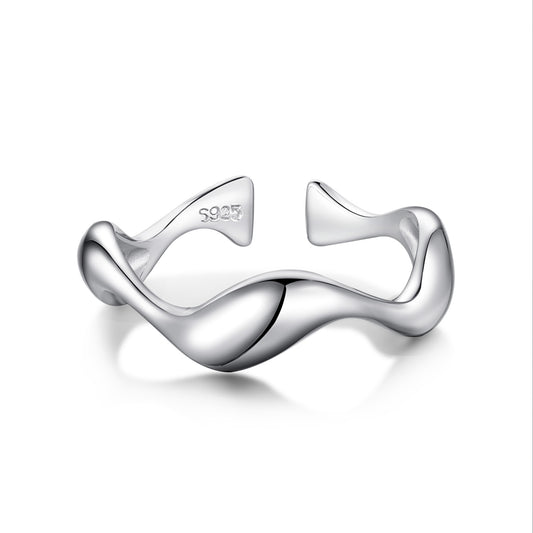 Silver Molten Wave Ring