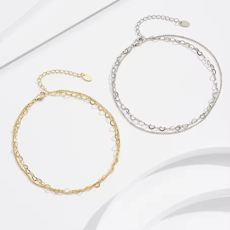 Linked Hearts Double Layer Bracelet