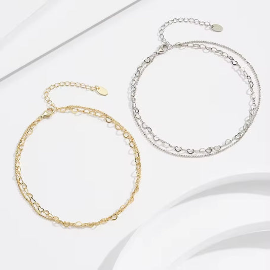 Linked Hearts Double Layer Bracelet