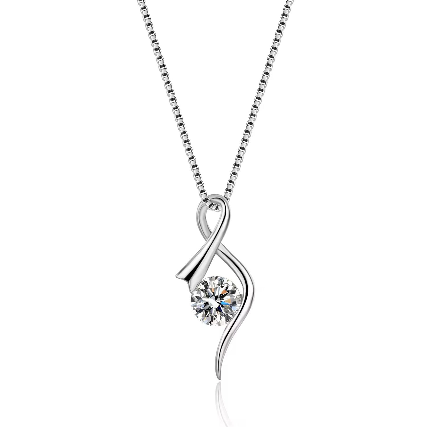 Silver Lumina Drop Pendant with Box Chain