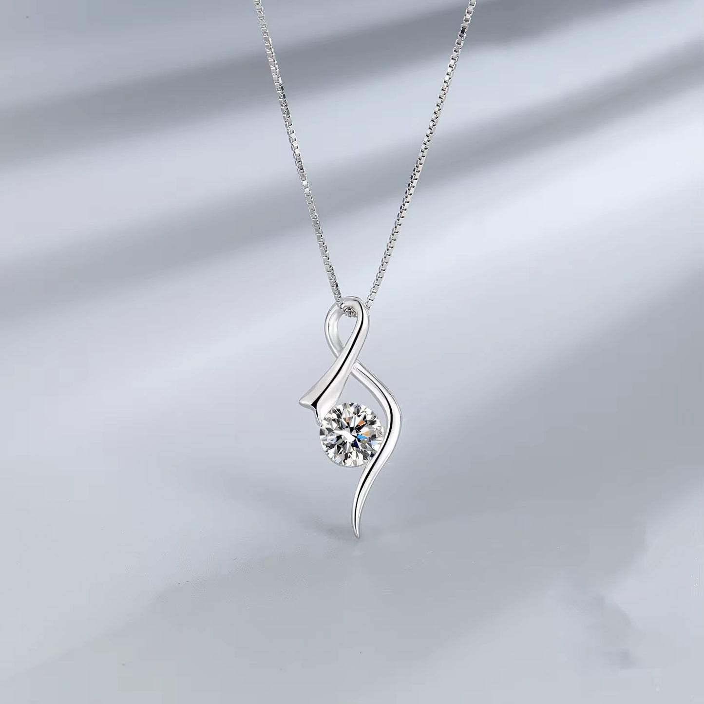 Silver Lumina Drop Pendant with Box Chain
