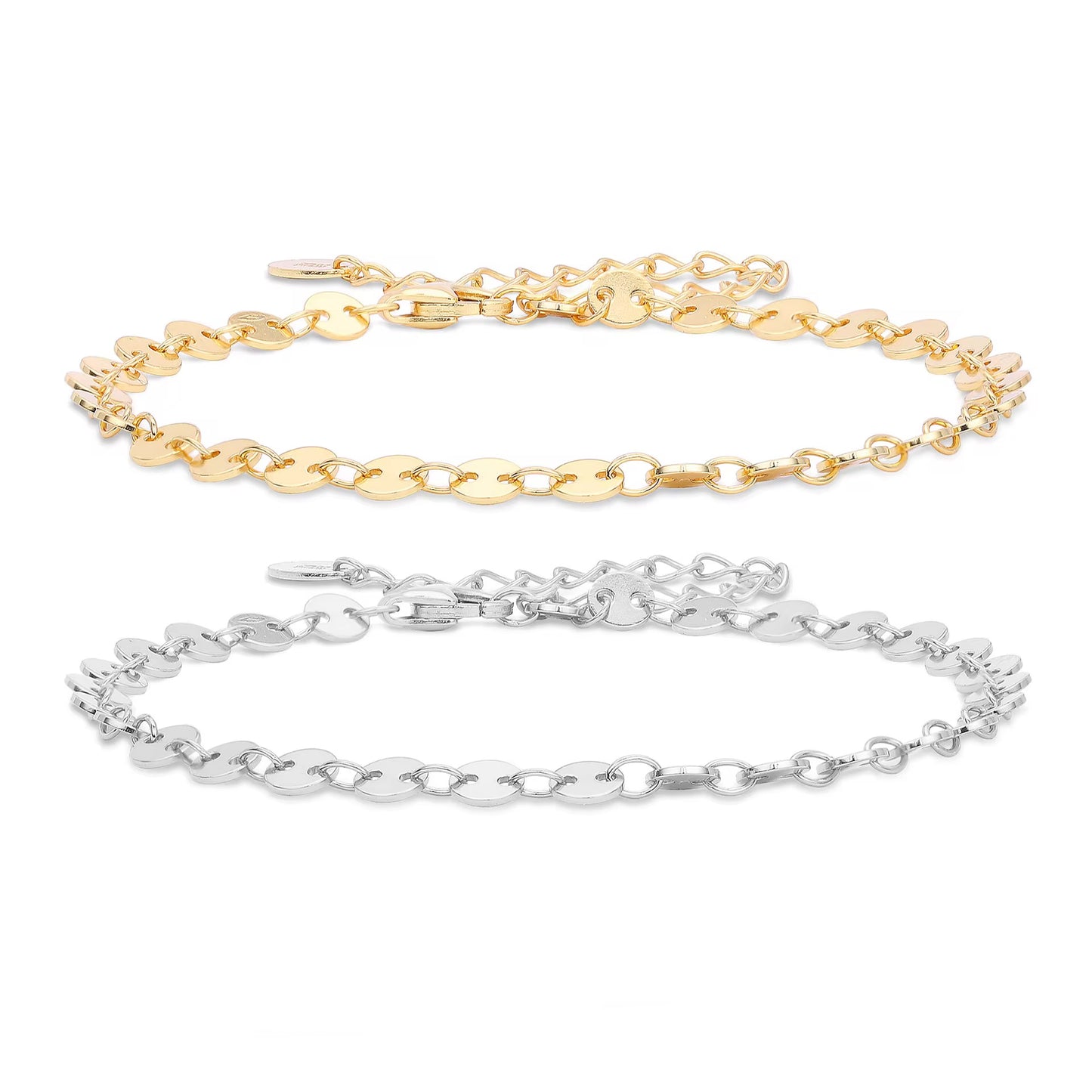 Silver Mirror Dot Chain Bracelet