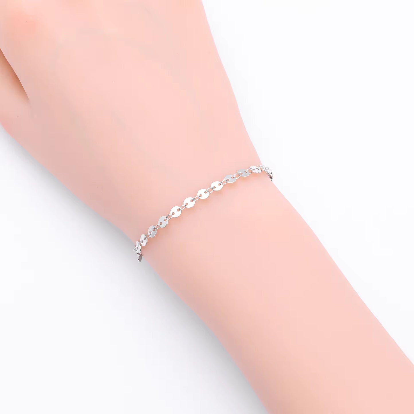 Silver Mirror Dot Chain Bracelet