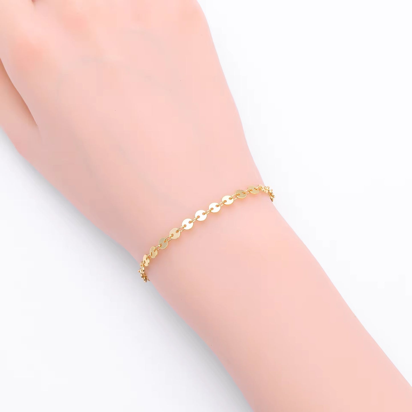 Silver Mirror Dot Chain Bracelet