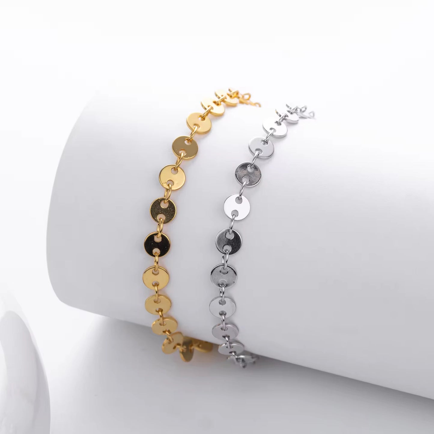 Silver Mirror Dot Chain Bracelet