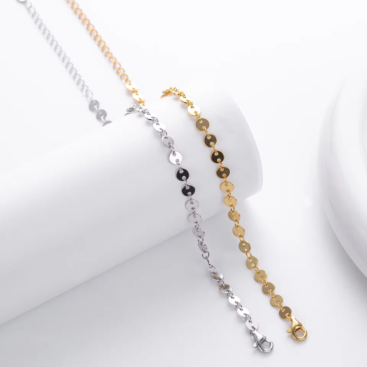 Silver Mirror Dot Chain Bracelet