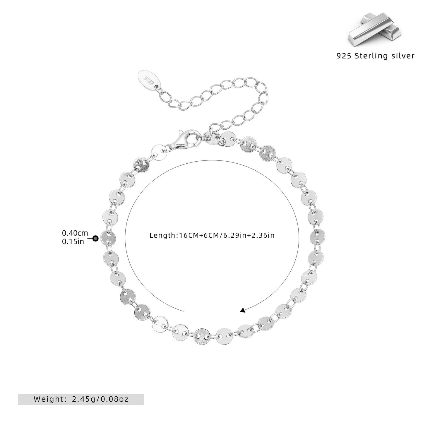 Silver Mirror Dot Chain Bracelet