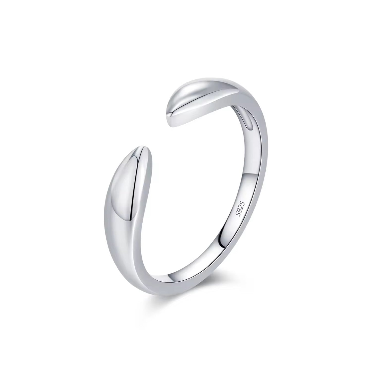 Silver Modern Sculpted Open Ring