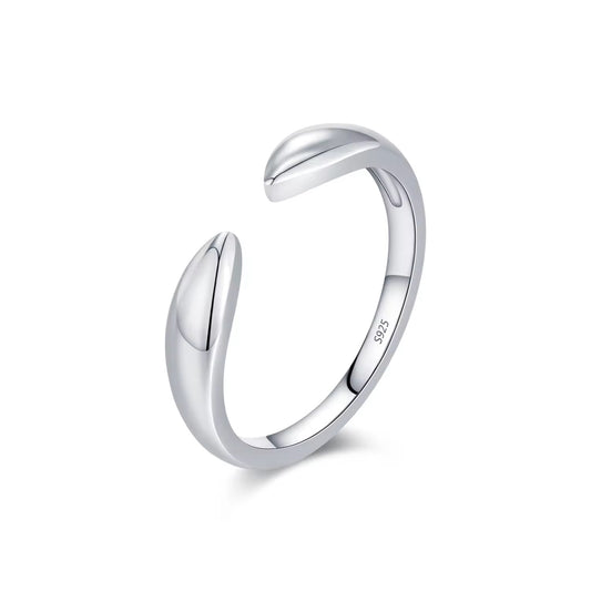 Silver Modern Sculpted Open Ring