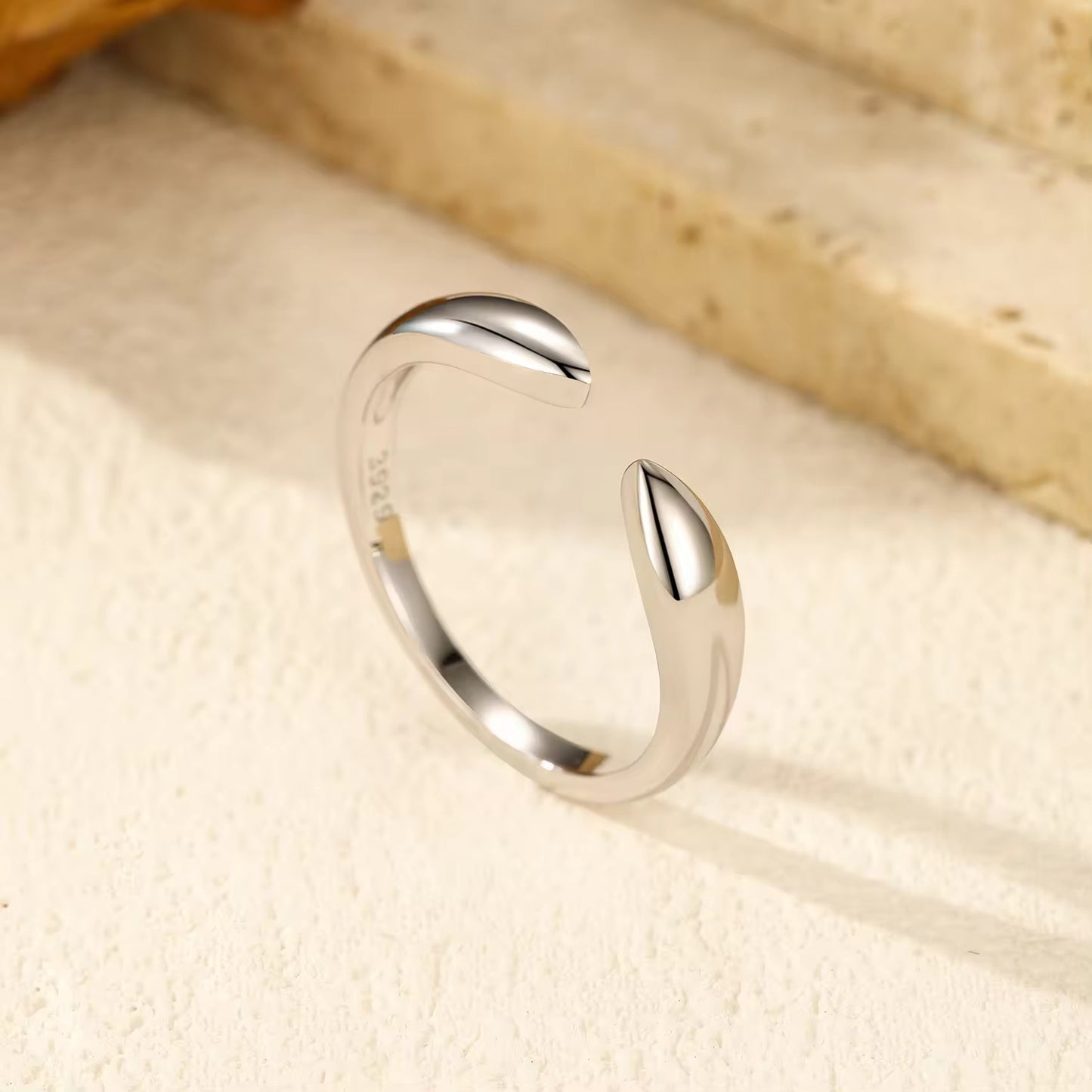 Silver Modern Sculpted Open Ring
