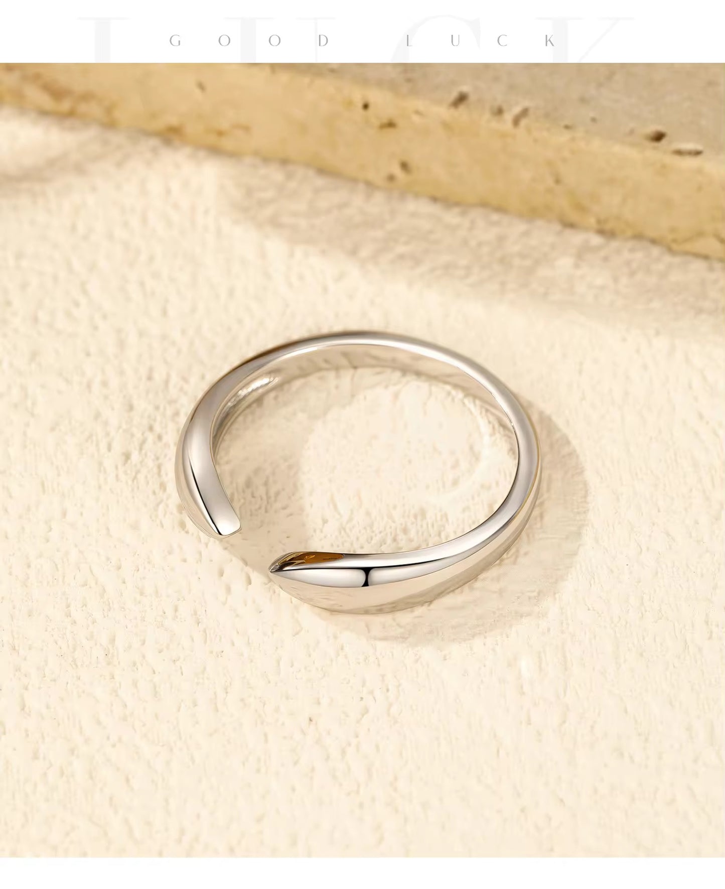 Silver Modern Sculpted Open Ring