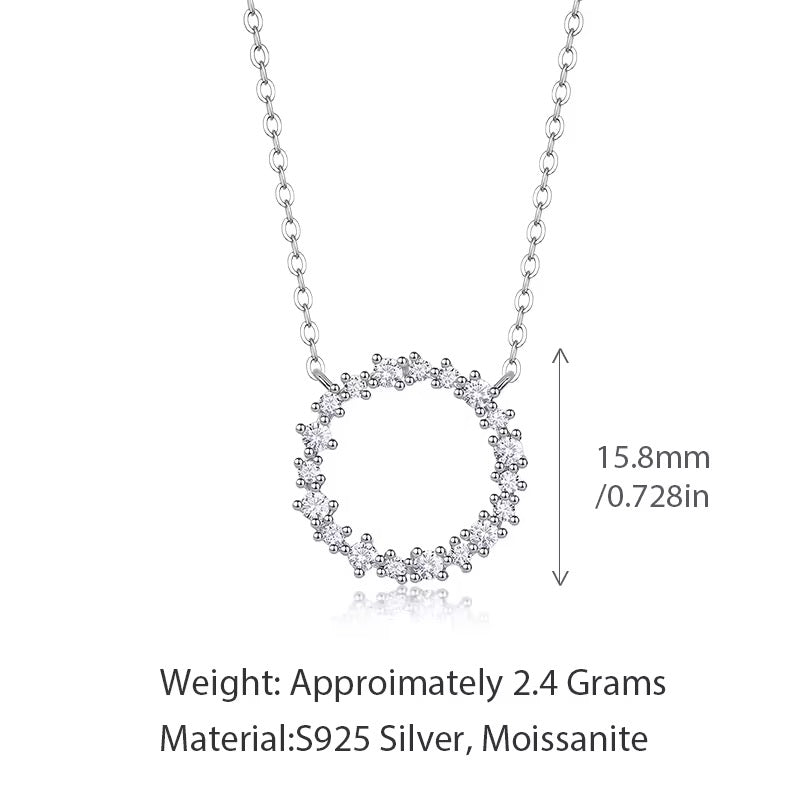 Silver Radiant Halo Circle Pendant with Link Chain