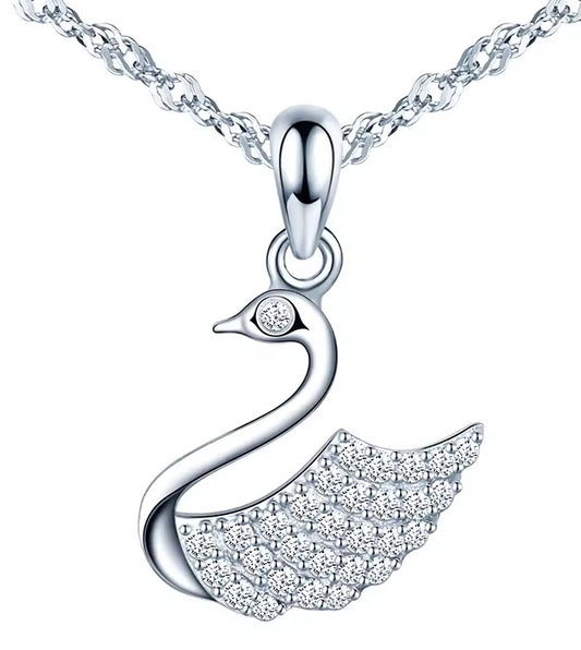 Silver Grace Swan Pendant with Singapore Chain