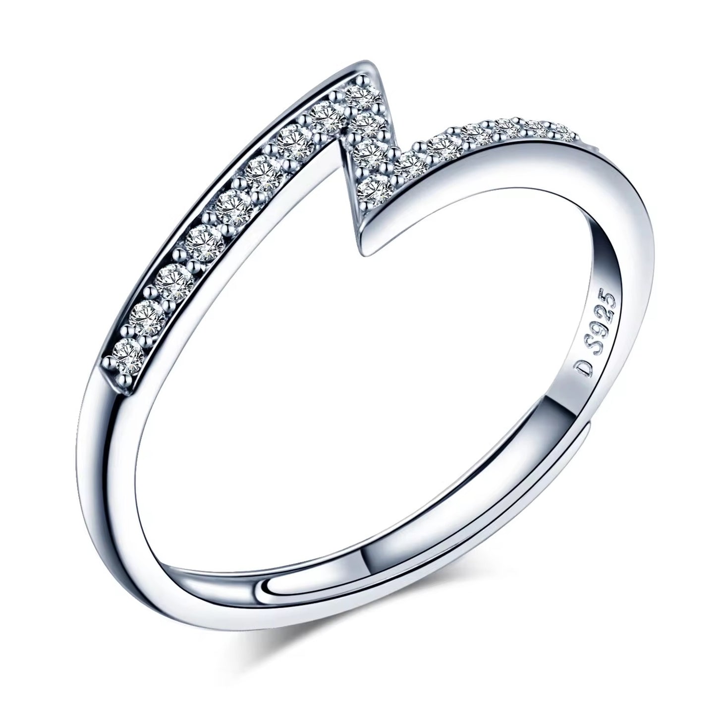 Silver Electric Zigzag Pave Ring