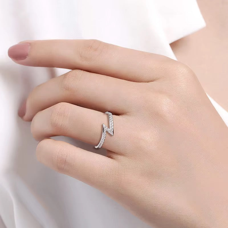 Silver Electric Zigzag Pave Ring