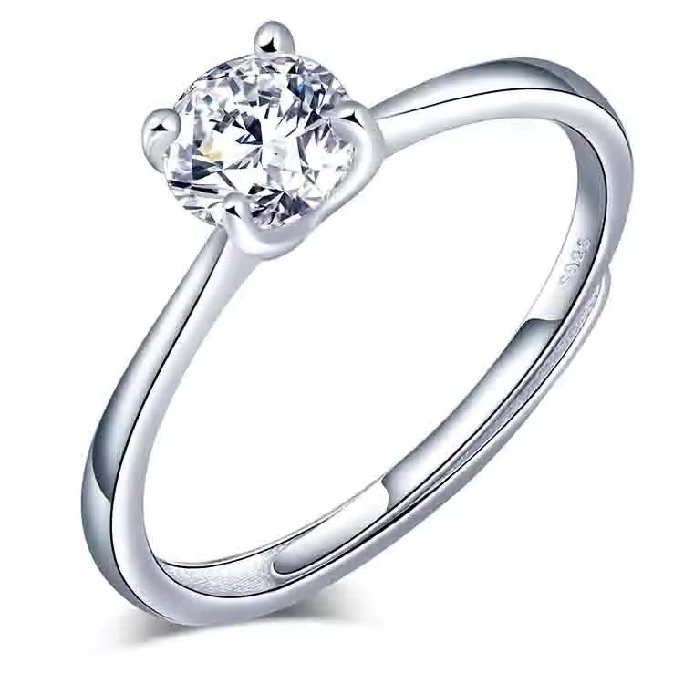 Silver Classic Solitaire Adjustable Ring