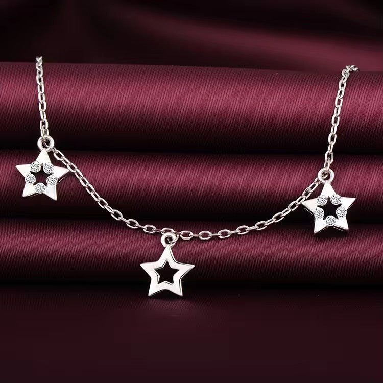 Silver Celestial Dreams 5-Star Charm Anklet