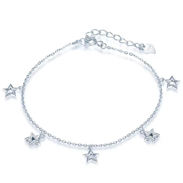 Silver Celestial Dreams 5-Star Charm Anklet