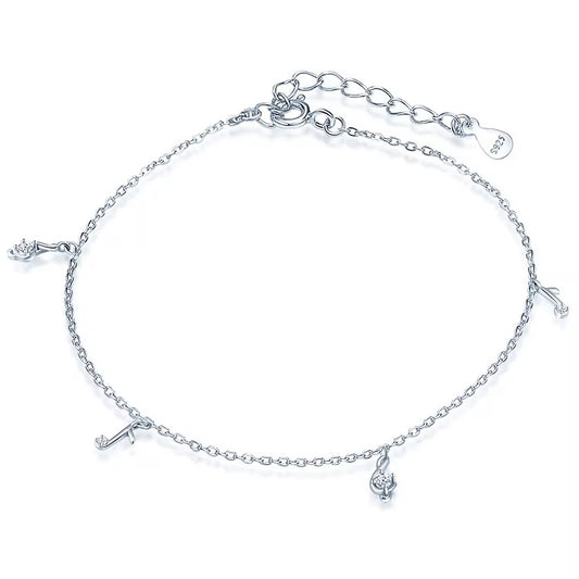 Silver Sweet Melody Music Note Anklet
