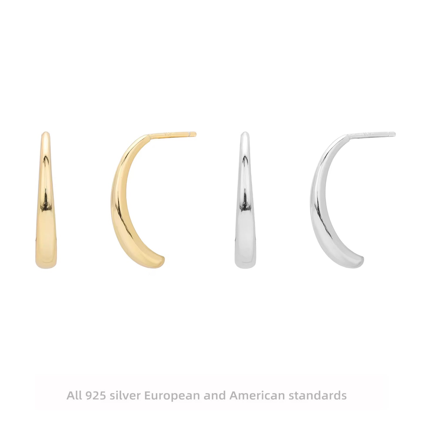 Silver Sculpted Liquid  C-Hoops