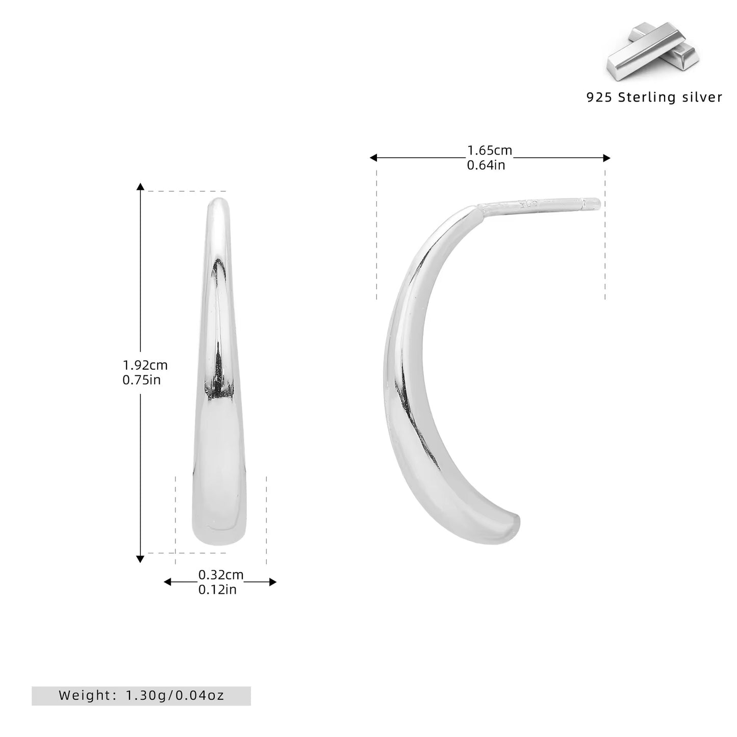 Silver Sculpted Liquid  C-Hoops