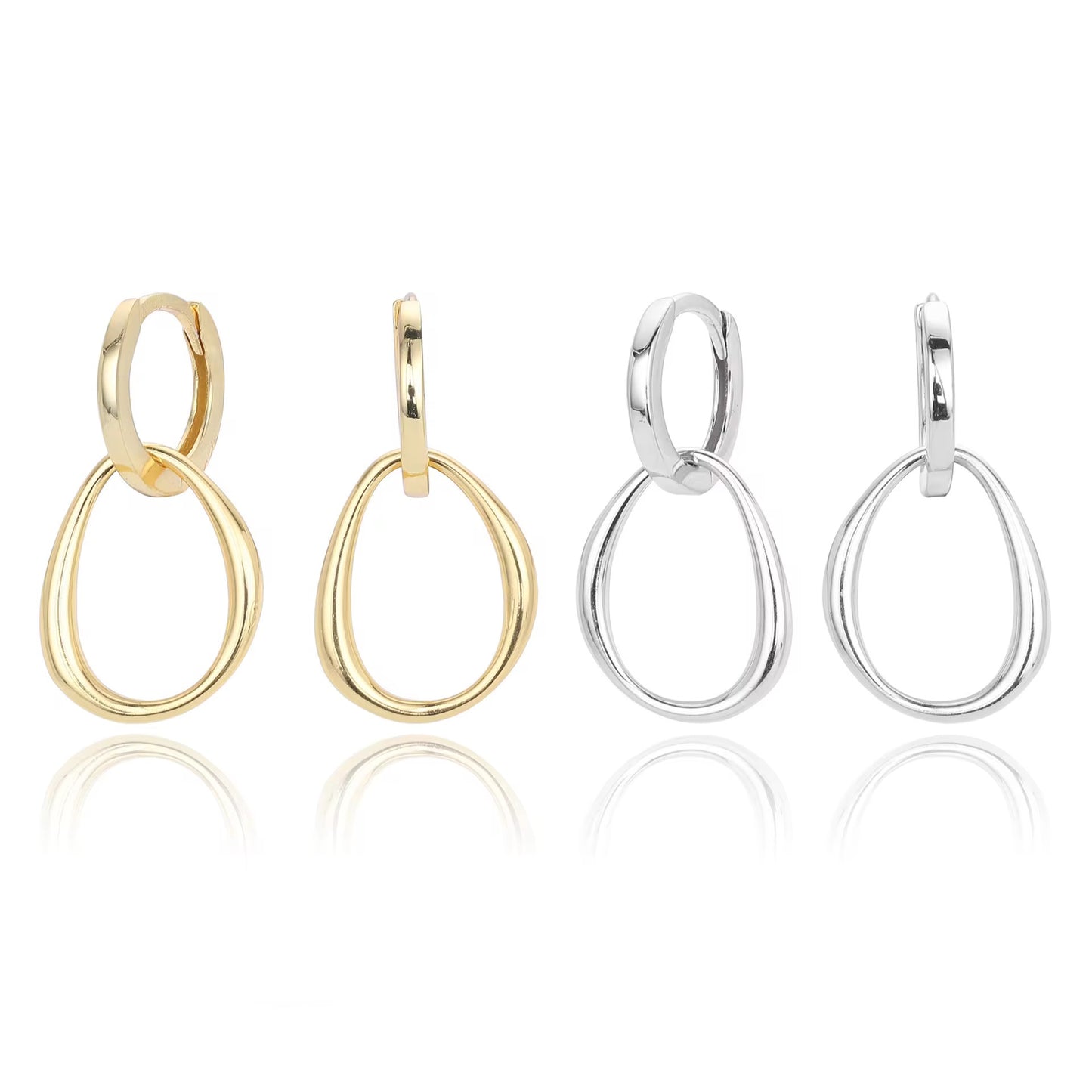 Silver Interlocking Organic Drop Hoops