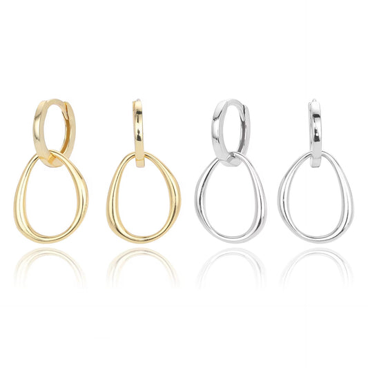 Silver Interlocking Organic Drop Hoops