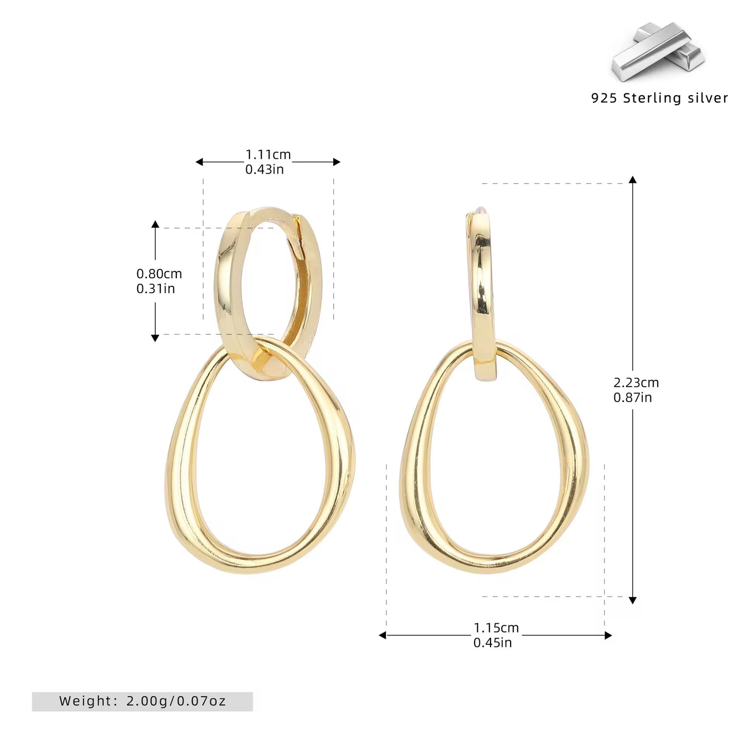 Silver Interlocking Organic Drop Hoops