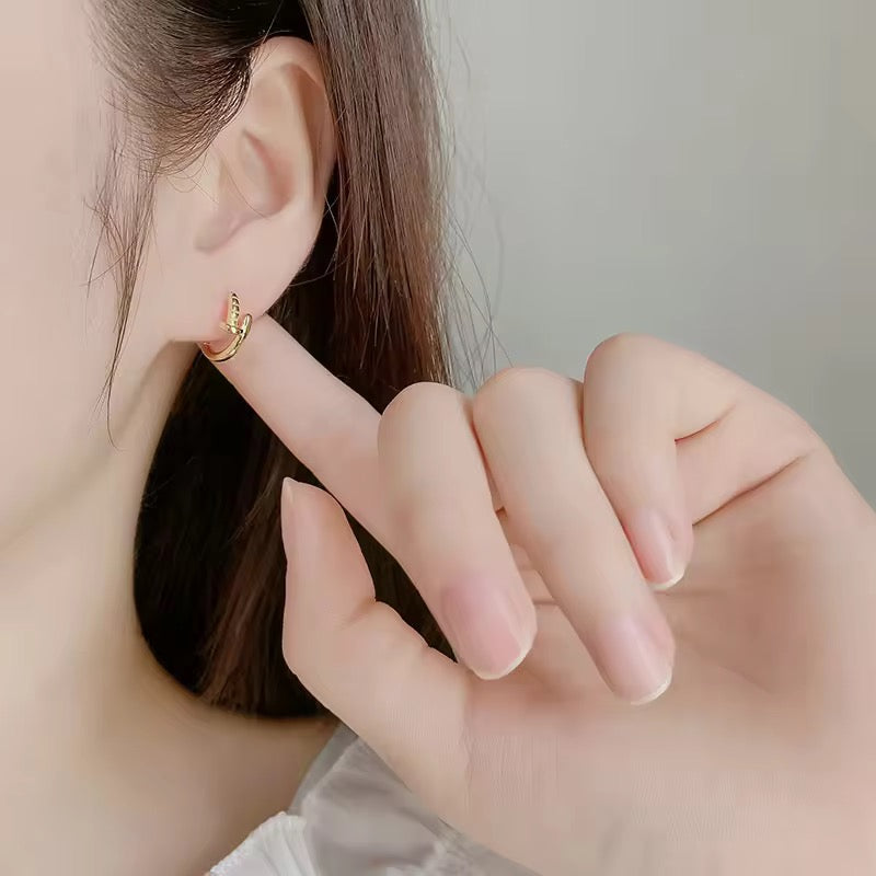 Silver Bent Nail Huggie Hoops