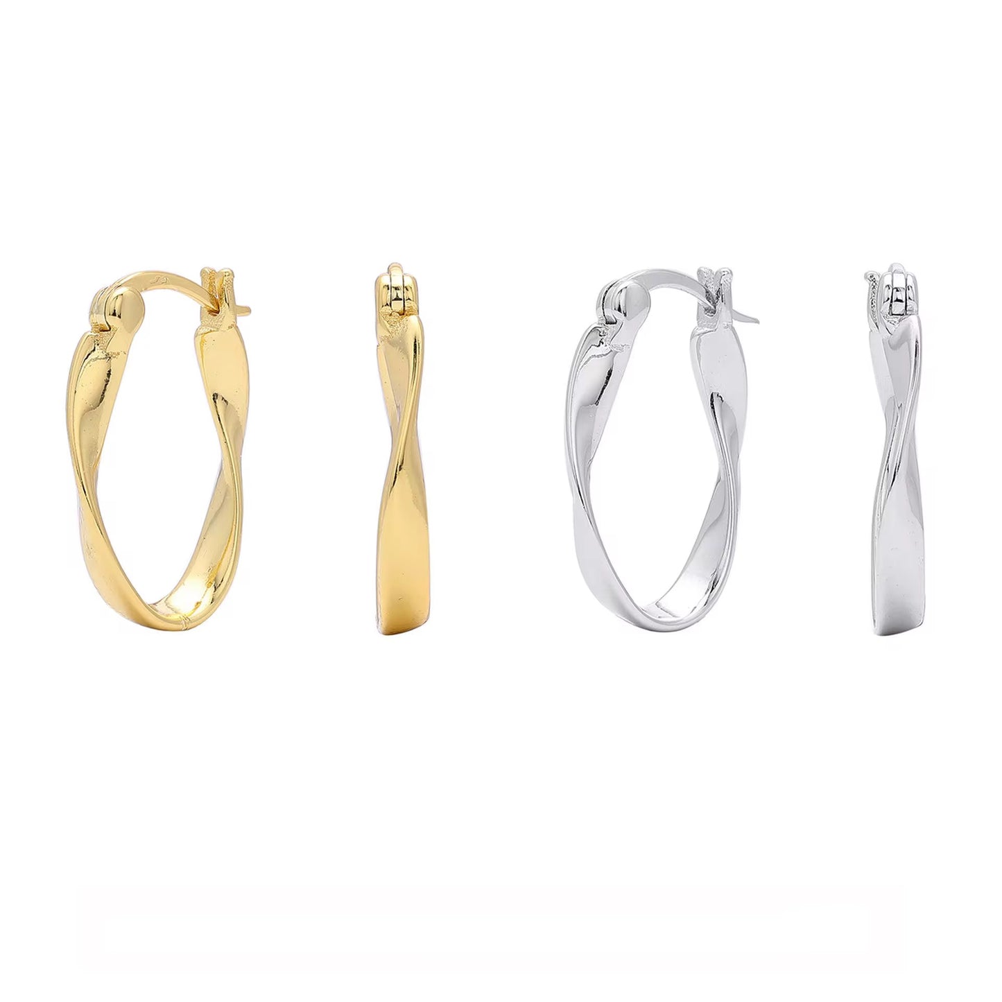 Silver  Infinity Twist Oval Hoops